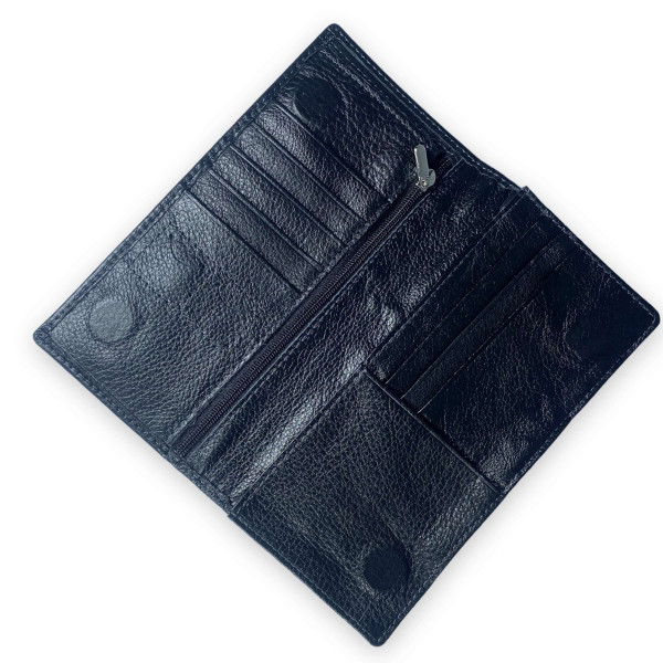 Кошелек мужской, натуральная кожа, 2 отделения для купюр, черный Кошелек мужской, натуральная кожа, 2 отделения для купюр, черный