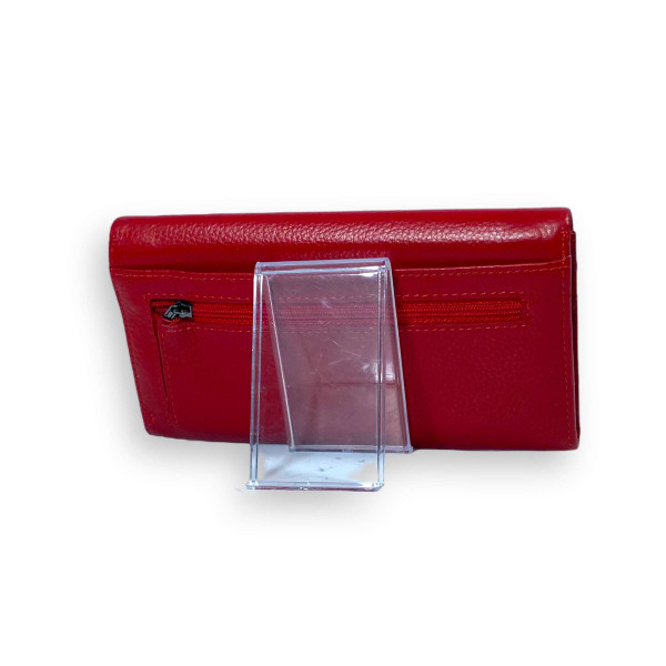 Компактний жіночий гаманець, шкіряний, червоний з 4 відділами для купюр Компактний жіночий гаманець, шкіряний, червоний з 4 відділами для купюр
