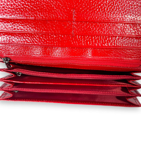 Компактний жіночий гаманець, шкіряний, червоний з 4 відділами для купюр Компактний жіночий гаманець, шкіряний, червоний з 4 відділами для купюр