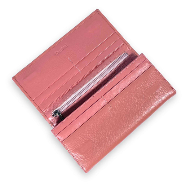 Кошелек кожаный, розовый, 4 отделения для купюр Кошелек кожаный, розовый, 4 отделения для купюр