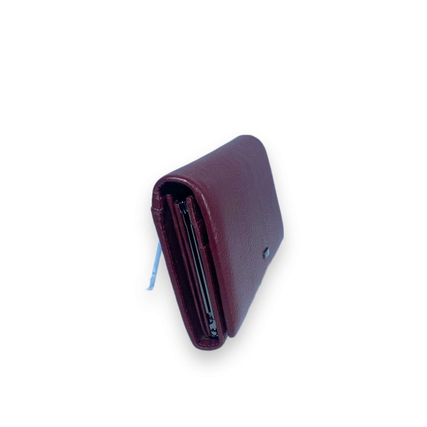 Стильний гаманець з натуральноі шкіри, бордовий, 3 відділення для купюр