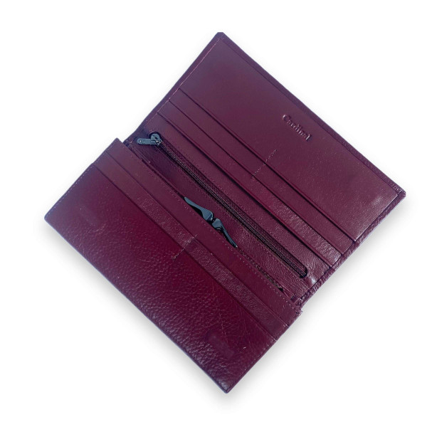 Стильний гаманець з натуральноі шкіри, бордовий, 3 відділення для купюр