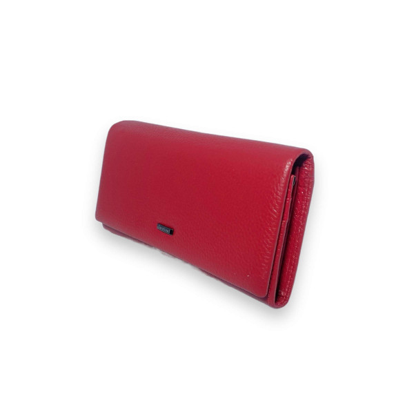 Классический кожаный женский кошелек красного цвета, 3 отделения для купюр Классический кожаный женский кошелек красного цвета, 3 отделения для купюр