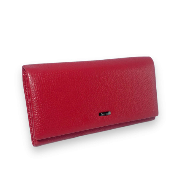 Классический кожаный женский кошелек красного цвета, 3 отделения для купюр Классический кожаный женский кошелек красного цвета, 3 отделения для купюр