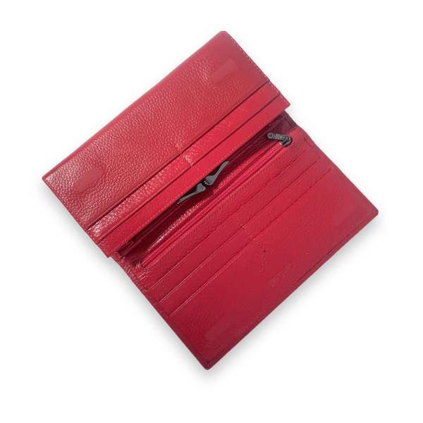 Классический кожаный женский кошелек красного цвета, 3 отделения для купюр Классический кожаный женский кошелек красного цвета, 3 отделения для купюр