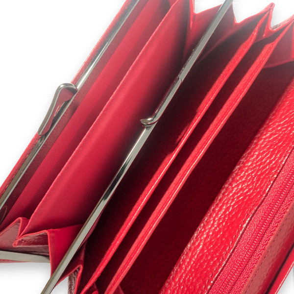 Классический кожаный женский кошелек красного цвета, 3 отделения для купюр Классический кожаный женский кошелек красного цвета, 3 отделения для купюр