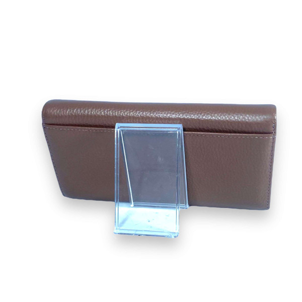Стильный женский кошелек, кожаный, коричневый, 3 отделения для купюр Стильный женский кошелек, кожаный, коричневый, 3 отделения для купюр