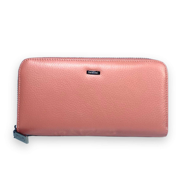 Женский кошелек из натуральной кожи, розовый, с застежкой на молнии Женский кошелек из натуральной кожи, розовый, с застежкой на молнии