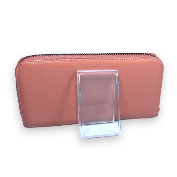 Женский кошелек из натуральной кожи, розовый, с застежкой на молнии Женский кошелек из натуральной кожи, розовый, с застежкой на молнии