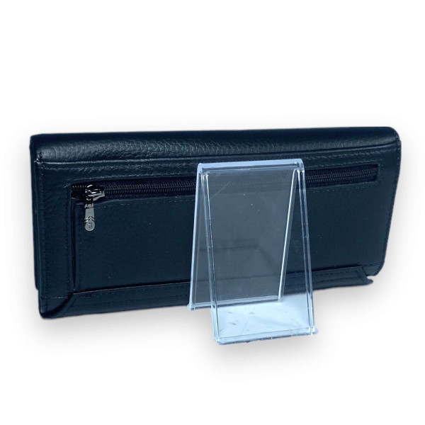 Кошелек женский, кожаный, цвет черный, 3 отделения для купюр Кошелек женский, кожаный, цвет черный, 3 отделения для купюр