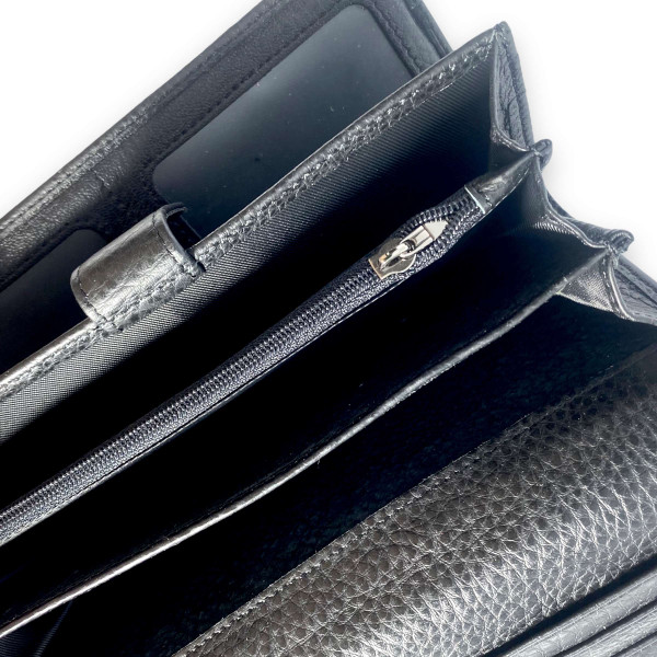 Кошелек женский, кожаный, цвет черный, 3 отделения для купюр Кошелек женский, кожаный, цвет черный, 3 отделения для купюр