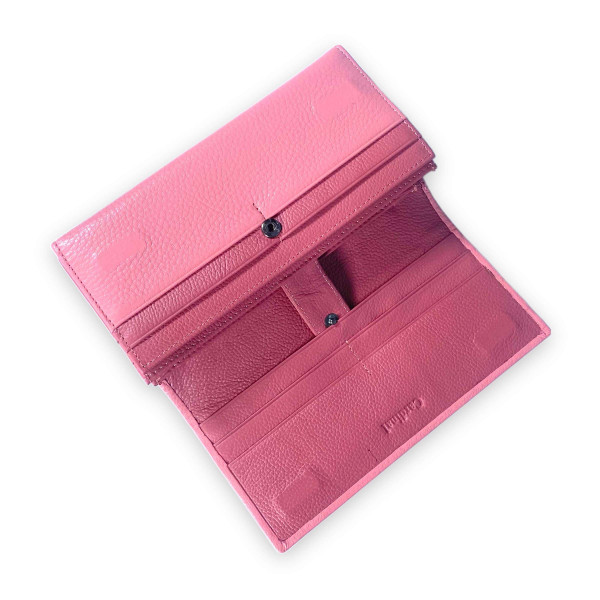Гаманець шкіряний, рожевий, 3 відділення для купюр, 14 осередків для карт Гаманець шкіряний, рожевий, 3 відділення для купюр, 14 осередків для карт