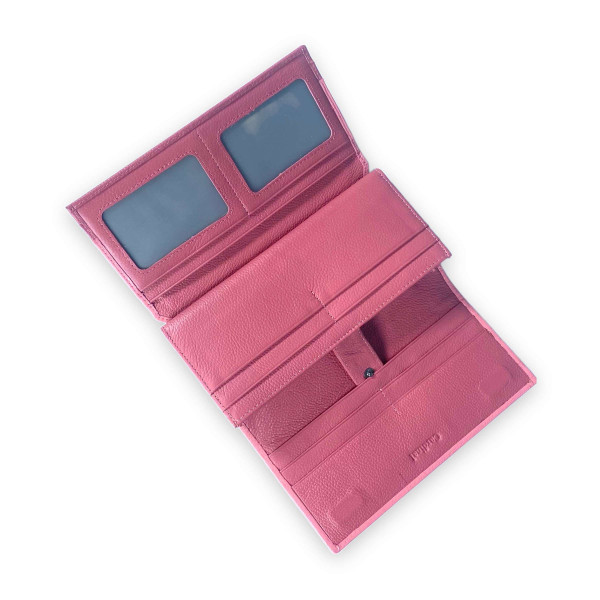 Гаманець шкіряний, рожевий, 3 відділення для купюр, 14 осередків для карт Гаманець шкіряний, рожевий, 3 відділення для купюр, 14 осередків для карт
