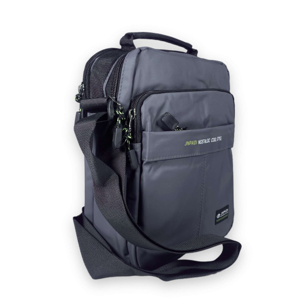 Сумка через плечо, мужская, нейлон, два отделения, дополнительные карманы, размер: 25*20*10 см, серая