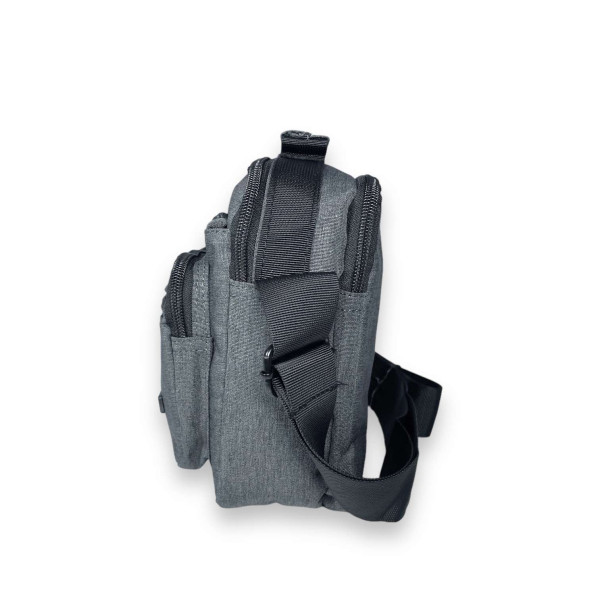 Сумка чоловіча через плече Gorangd, два відділення, три фронтальні кишені на замку, розмір 25*20*15 см, сіра