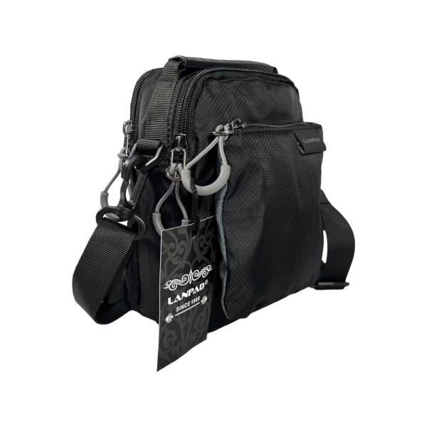 Компактна чоловіча сумка через плече на три відділення, 3 л,чорна Компактна чоловіча сумка через плече на три відділення, 3 л,чорна