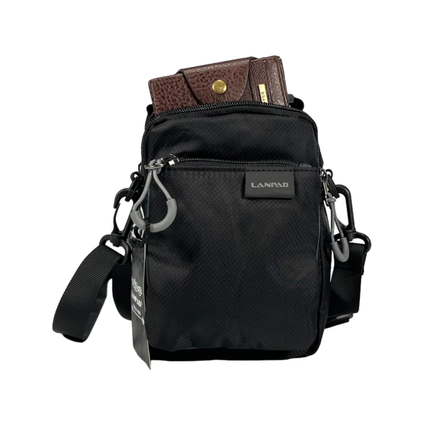 Компактна чоловіча сумка через плече на три відділення, 3 л,чорна Компактна чоловіча сумка через плече на три відділення, 3 л,чорна