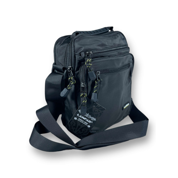 Вместительная сумка через плечо, 2 отделения, 3 кармана на лицевой стороне, черная