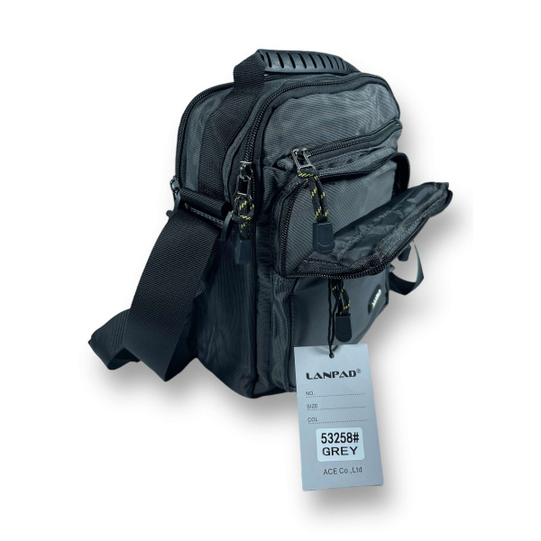 Сумка через плечо, 5 л, 2 отделения, 3 фронтальних кармана, серая Сумка через плечо, 5 л, 2 отделения, 3 фронтальних кармана, серая