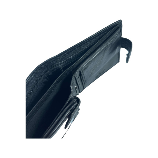Гаманець чоловічий, шкіра, два відділення для купюр, колір чорний