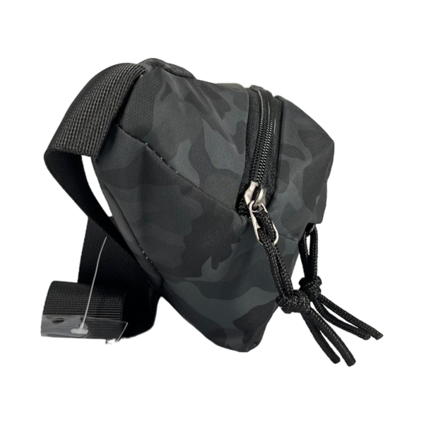 Сумка-бананка на два відділення чорно-сірого кольору