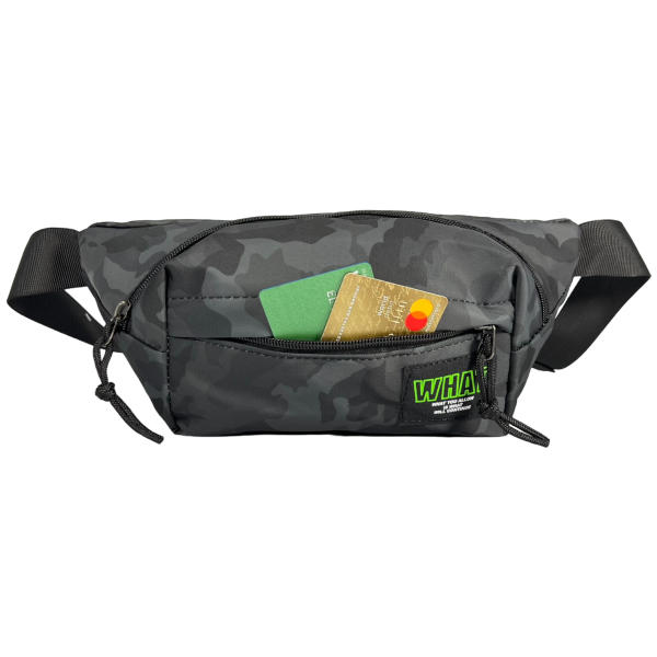 Сумка-бананка на два відділення чорно-сірого кольору