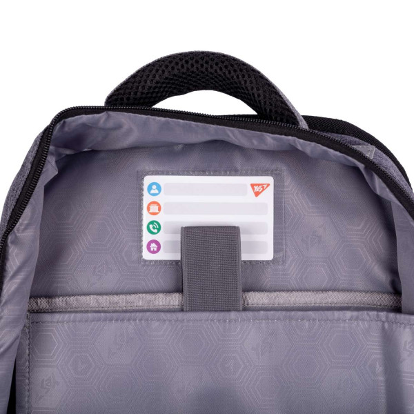 Шкільний рюкзак YES, одне відділення, дві фронтальні кишені, бічні кишені, розмір 40*29*14см сіро-чорний AsPro