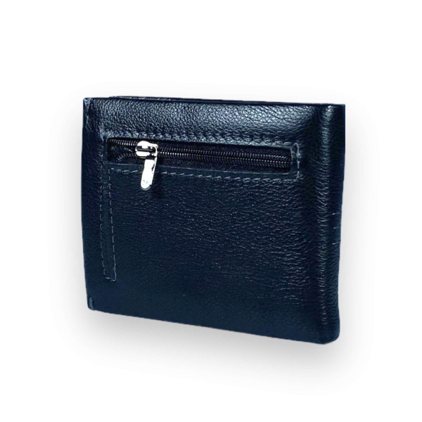 Гаманець чоловічий, шкіряний з затискачем для купюр, чорний Гаманець чоловічий, шкіряний з затискачем для купюр, чорний