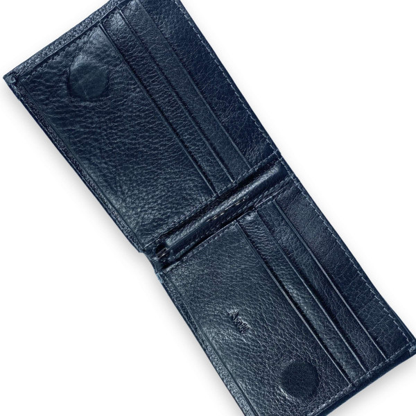 Гаманець чоловічий, шкіряний з затискачем для купюр, чорний Гаманець чоловічий, шкіряний з затискачем для купюр, чорний