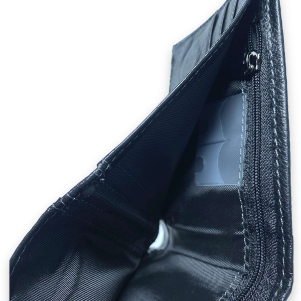 Гаманець чоловічий, шкіряний з затискачем для купюр, чорний Гаманець чоловічий, шкіряний з затискачем для купюр, чорний