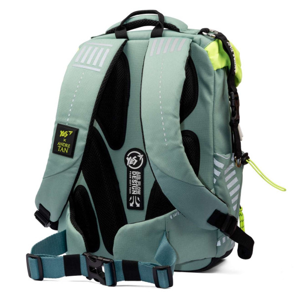 Шкільний рюкзак YES by Andre Tan, одне відділення, дві фронтальні кишені, чорно-зелений Шкільний рюкзак YES by Andre Tan, одне відділення, дві фронтальні кишені, чорно-зелений