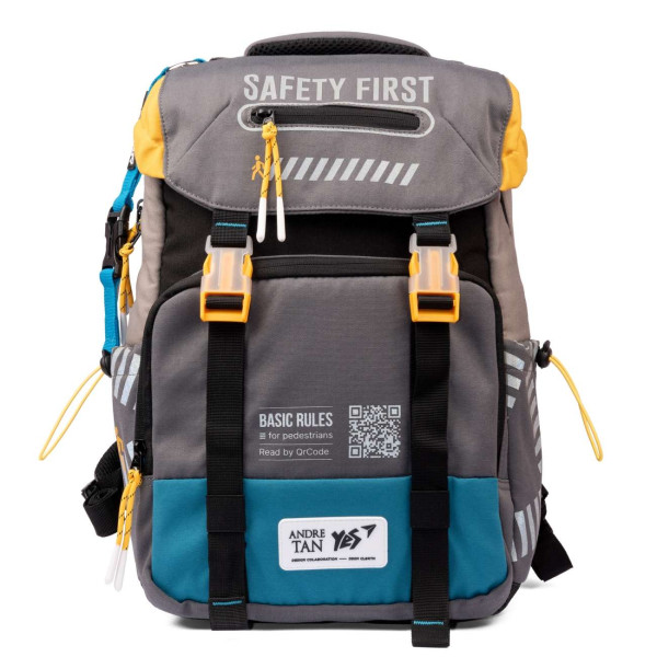 Шкільний рюкзак YES by Andre Tan, одне відділення, дві фронтальні кишені, чорно-сірий Шкільний рюкзак YES by Andre Tan, одне відділення, дві фронтальні кишені, чорно-сірий