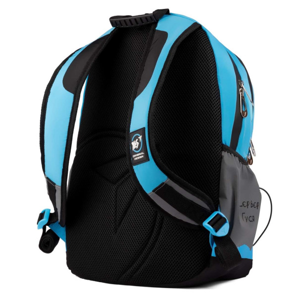 Школьный рюкзак YES, два отделения, два фронтальных кармана, боковые карманы, серо-синий Гусь