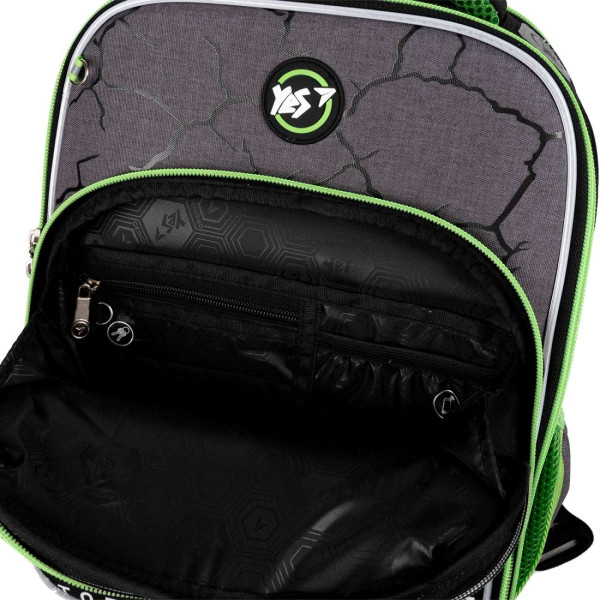 Шкільний рюкзак YES, каркасний, два відділення, фронтальна кишеня, чорний Lightning Шкільний рюкзак YES, каркасний, два відділення, фронтальна кишеня, чорний Lightning