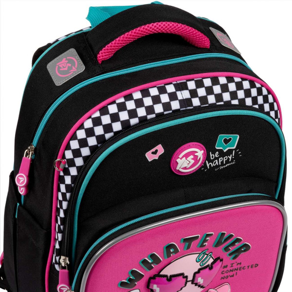Рюкзак школьный, ортопедический, полукаркасный, YES Lovely Smile, два отделения, фронтальный карман Рюкзак школьный, ортопедический, полукаркасный, YES Lovely Smile, два отделения, фронтальный карман