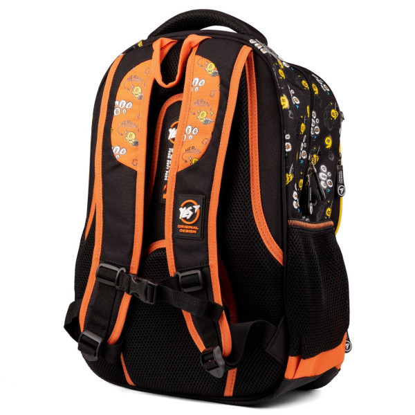 Школьный рюкзак YES, одно отделение, фронтальные карманы, черно-оранжевый Line Friends Школьный рюкзак YES, одно отделение, фронтальные карманы, черно-оранжевый Line Friends