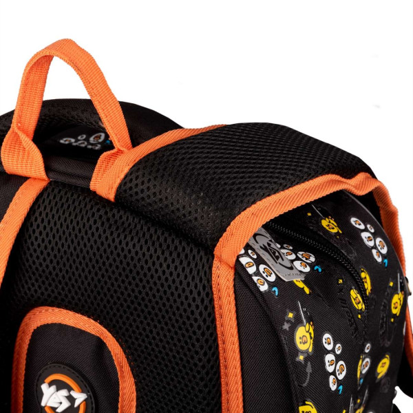 Школьный рюкзак YES, одно отделение, фронтальные карманы, черно-оранжевый Line Friends Школьный рюкзак YES, одно отделение, фронтальные карманы, черно-оранжевый Line Friends