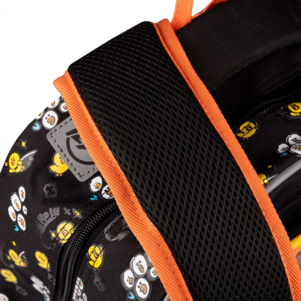 Школьный рюкзак YES, одно отделение, фронтальные карманы, черно-оранжевый Line Friends Школьный рюкзак YES, одно отделение, фронтальные карманы, черно-оранжевый Line Friends