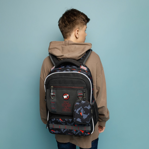 Шкільний рюкзак YES, одне відділення, три фронтальні кишені, сірий No Limits Шкільний рюкзак YES, одне відділення, три фронтальні кишені, сірий No Limits