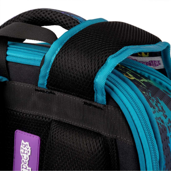 Шкільний рюкзак 1 вересня каркасний, два відділення, фронтальна кишеня, сірий Speed Racing