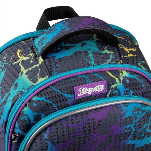 Шкільний рюкзак 1 вересня каркасний, два відділення, фронтальна кишеня, сірий Speed Racing