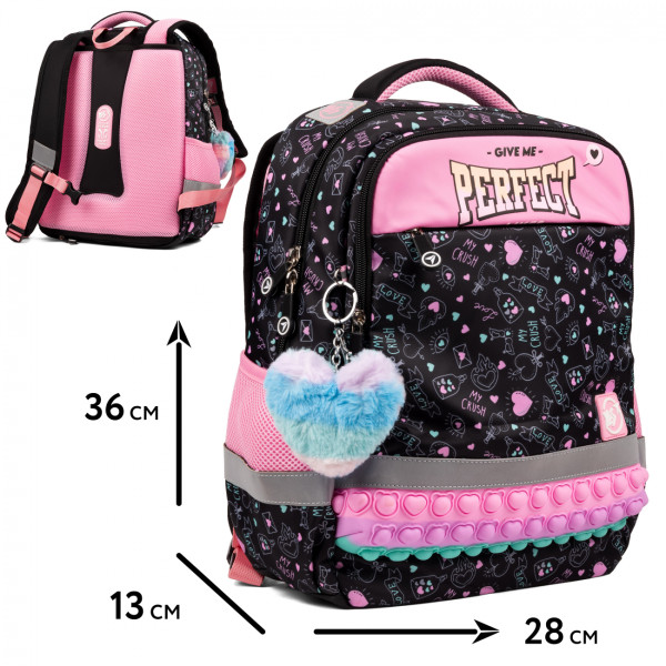 Рюкзак школьный мягкий Yes Perfect S-52 Ergo два отделения, два открытых боковых кармана, фронтальный карман Рюкзак школьный мягкий Yes Perfect S-52 Ergo два отделения, два открытых боковых кармана, фронтальный карман