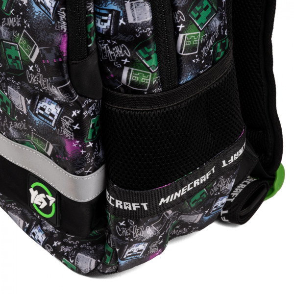 Рюкзак школьный мягкий Yes Minecraft S-52 Ergo два отделения, два открытых боковых кармана, фронтальный карман