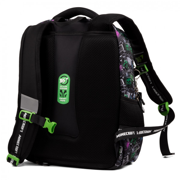 Рюкзак школьный мягкий Yes Minecraft S-52 Ergo два отделения, два открытых боковых кармана, фронтальный карман