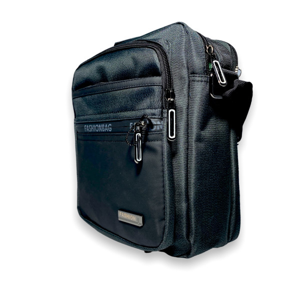 Мужская сумка через плечо 5906 два отдела, 3 фронтальных кармана раз.26*20*10 см черная