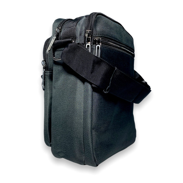 Мужская сумка через плечо 5906 два отдела, 3 фронтальных кармана раз.26*20*10 см черная