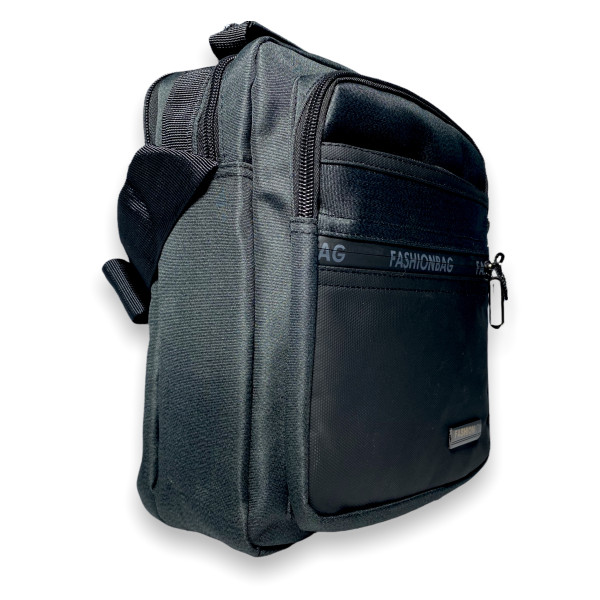 Мужская сумка через плечо 5906 два отдела, 3 фронтальных кармана раз.26*20*10 см черная