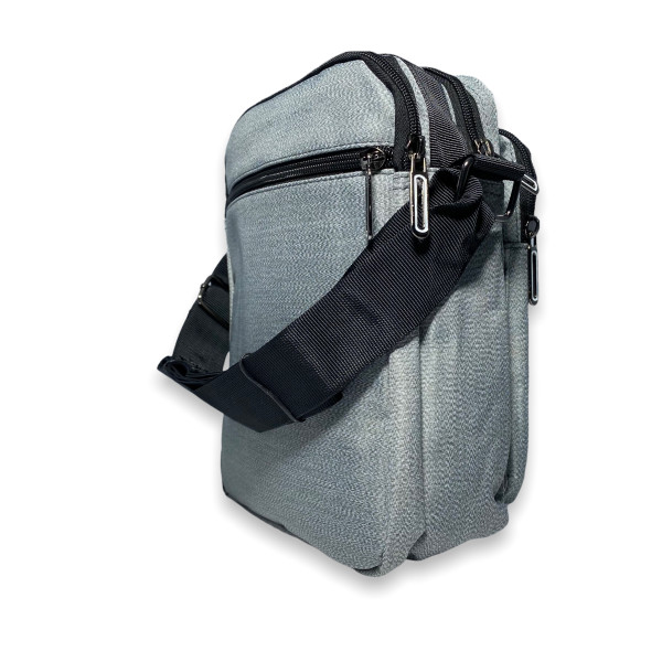 Мужская сумка через плечо 5906 два отдела, 3 фронтальных кармана раз.26*20*10 см светло-серый