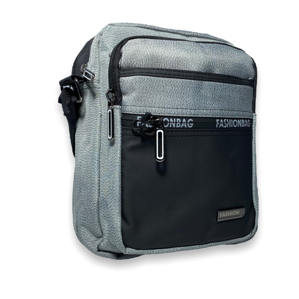 Мужская сумка через плечо 5906 два отдела, 3 фронтальных кармана раз.26*20*10 см светло-серый