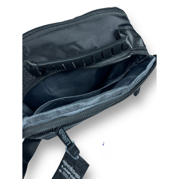 Компактная мужская сумка через плечо на два отделения черного цвета Компактная мужская сумка через плечо на два отделения черного цвета